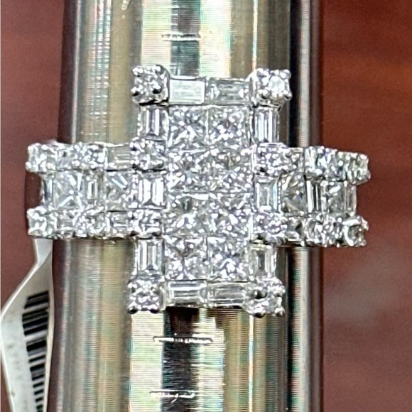 VINTAGE 18K WHITE GOLD 3 CT NATURAL DIAMOND RING! - Picture 6 of 13